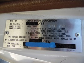 1985 TOYOTA PICKUP STANDARD CAB SR5 WHITE 2.4 MT 4WD Z21466